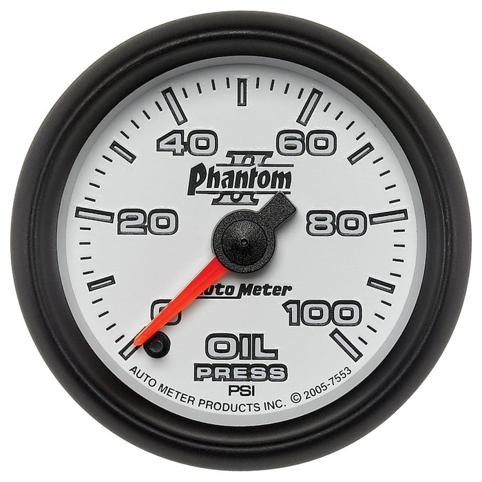AutoMeter 7553 GAUGE; OIL PRESSURE; 2 1/16in.; 100PSI; DIGITAL STEPPER MOTOR; PHANTOM II - Truck Part Superstore