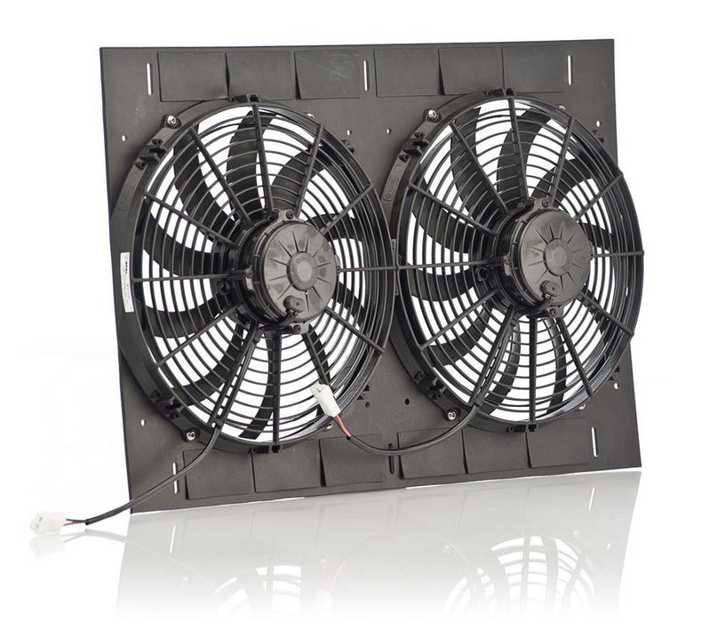 Be Cool 75638 13 Inch Qualifier Euro Black Shroud 27 Inch W x 18 Inch H w/Dual Euro Black High Torque Puller Fans Be Cool Radiator - Truck Part Superstore