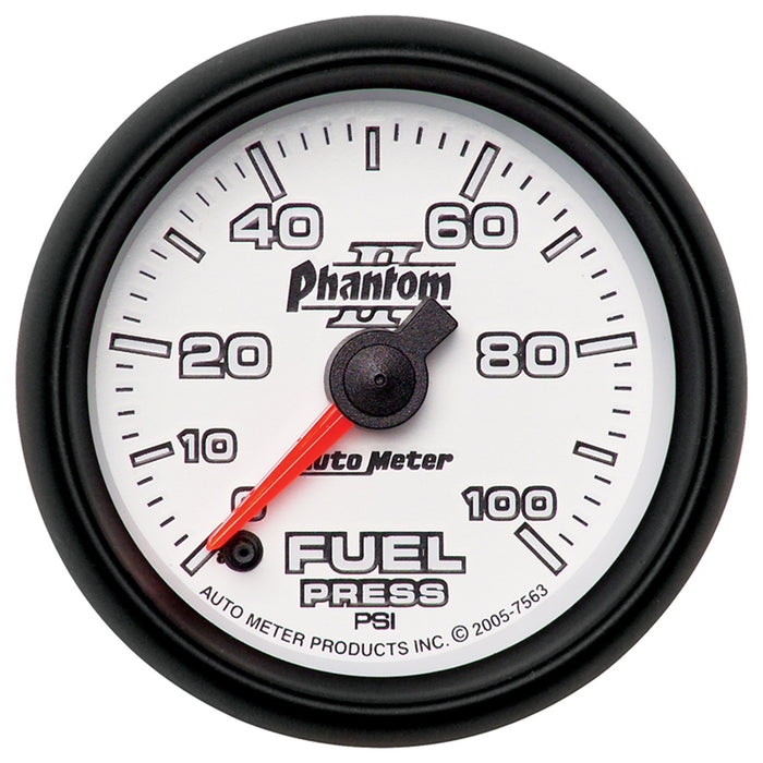 AutoMeter 7563 GAUGE; FUEL PRESSURE; 2 1/16in.; 100PSI; DIGITAL STEPPER MOTOR; PHANTOM II - Truck Part Superstore
