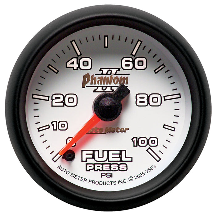 AutoMeter 7563 GAUGE; FUEL PRESSURE; 2 1/16in.; 100PSI; DIGITAL STEPPER MOTOR; PHANTOM II - Truck Part Superstore