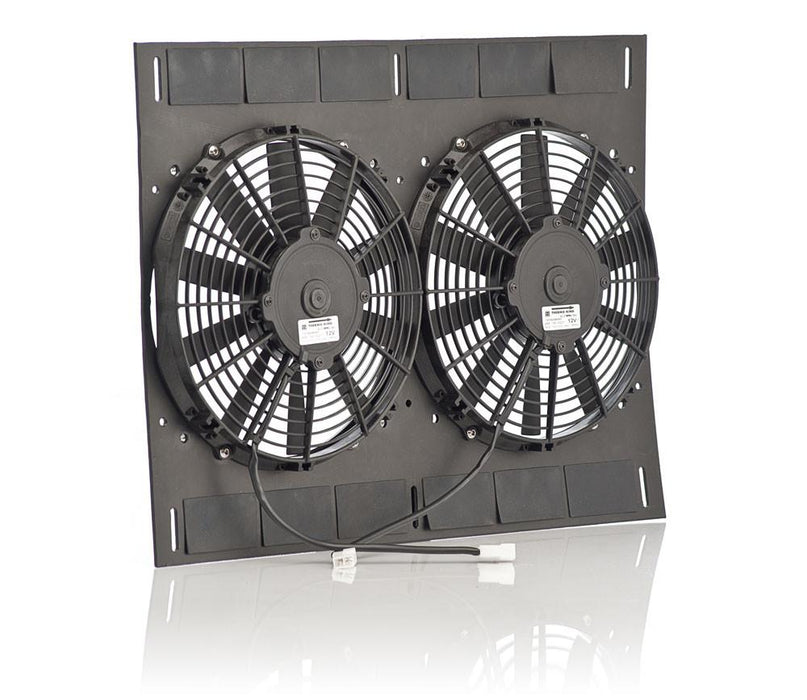 Be Cool 75654 11 Inch Qualifier Euro Black Shroud 24 Inch W x 18 Inch H w/Dual Euro Black Thin Line Puller Fans Be Cool Radiator - Truck Part Superstore