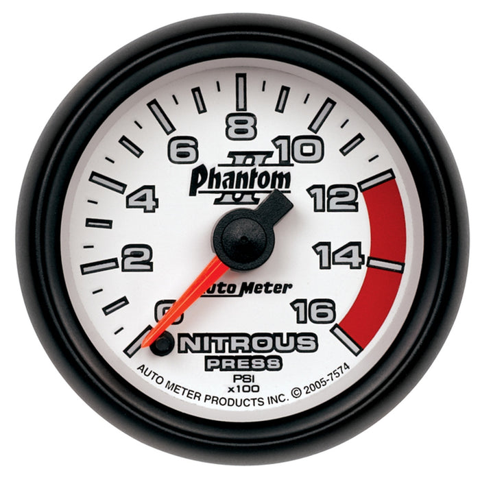 AutoMeter 7574 GAUGE; NITROUS PRESSURE; 2 1/16in.; 1600PSI; DIGITAL STEPPER MOTOR; PHANTOM II - Truck Part Superstore