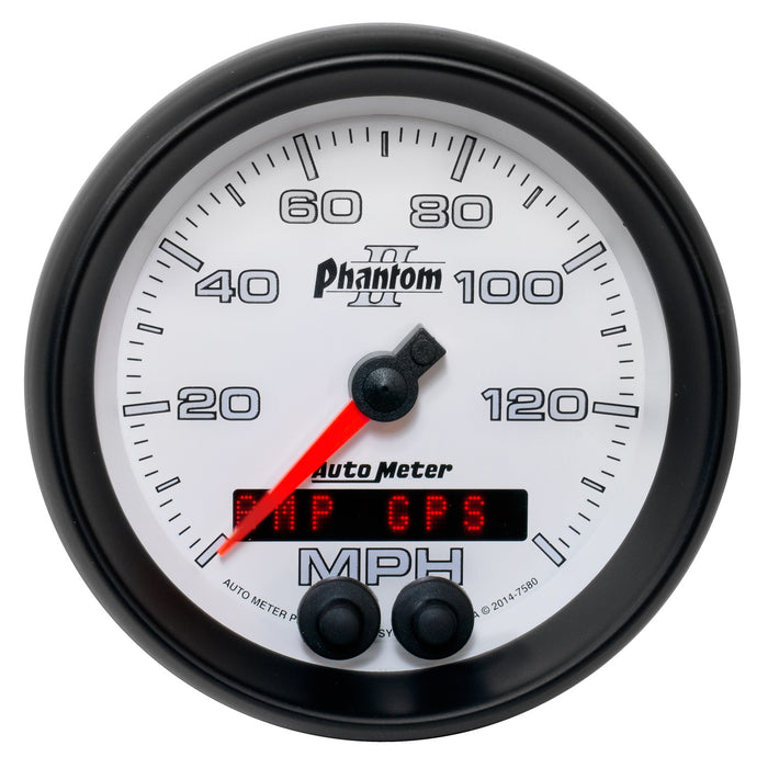AutoMeter 7580 GAUGE; SPEEDOMETER; 3 3/8in.; 140MPH; GPS; PHANTOM II - Truck Part Superstore