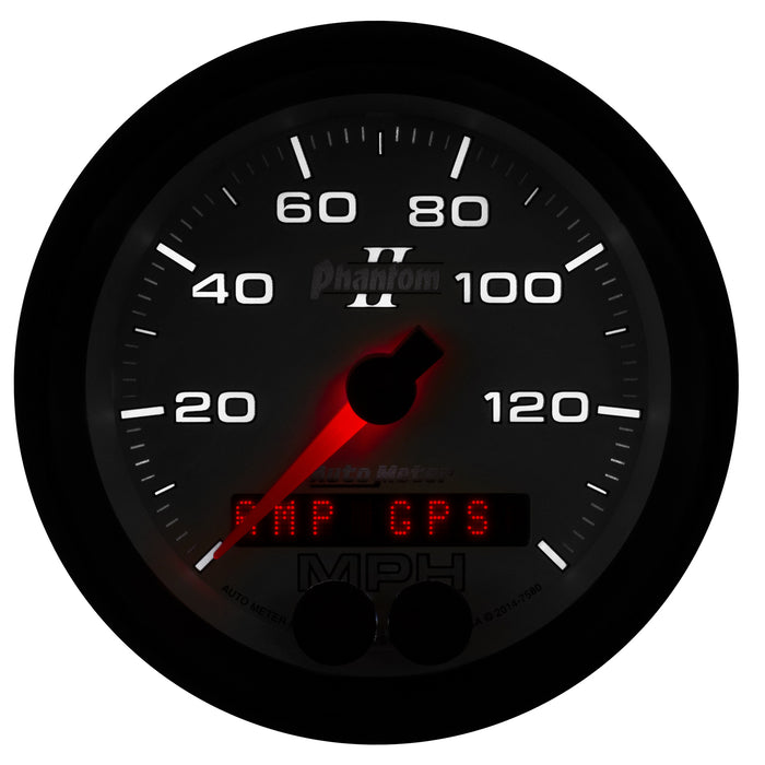 AutoMeter 7580 GAUGE; SPEEDOMETER; 3 3/8in.; 140MPH; GPS; PHANTOM II - Truck Part Superstore