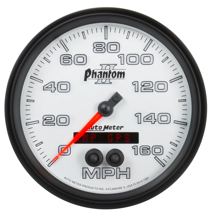 AutoMeter 7581 GAUGE; SPEEDOMETER; 5in.; 160MPH; GPS; PHANTOM II - Truck Part Superstore