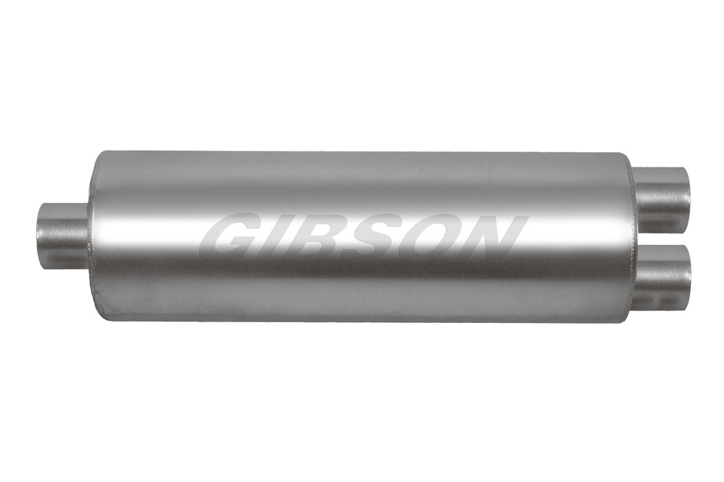 Gibson Performance Exhaust 758216S SFT Superflow Center/Dual Round Muffler; Stainless - Truck Part Superstore