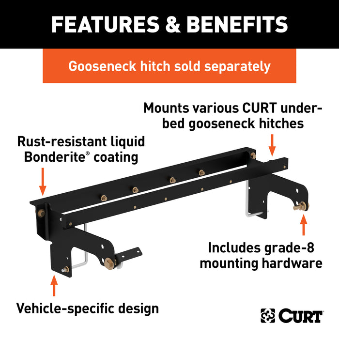 CURT 60648 Double Lock EZr Gooseneck Install Brackets; Select Silverado; Sierra 2500; 3500 - Truck Part Superstore