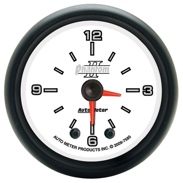 AutoMeter 7585 GAUGE; CLOCK; 2 1/16in.; 12HR; ANALOG; PHANTOM II - Truck Part Superstore