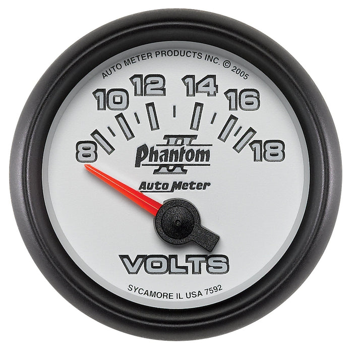 AutoMeter 7592 GAUGE; VOLTMETER; 2 1/16in.; 18V; ELECTRIC; PHANTOM II - Truck Part Superstore
