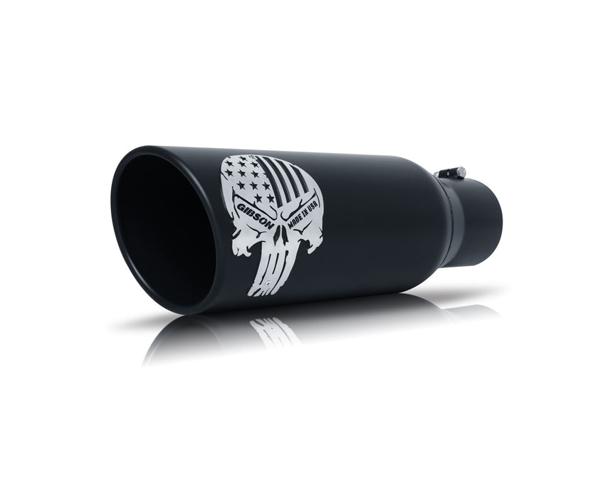 Gibson Performance Exhaust 76-1003 Patriot Skull Rolled Edge Angle Exhaust Tip; Black Ceramic - Truck Part Superstore
