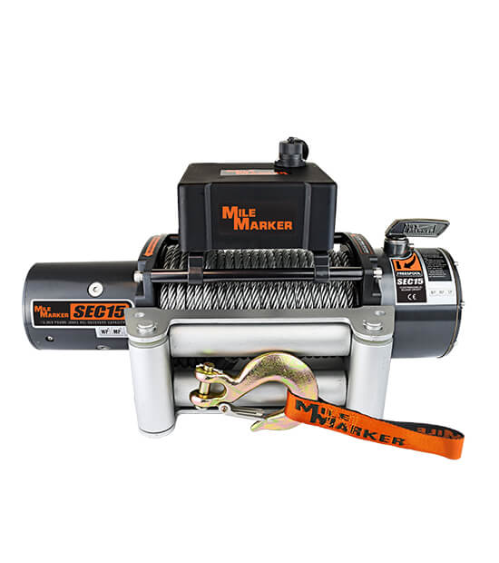 Mile Marker 76-50260W 15000 LB Winch Waterproof 12V Motor 6.8 HP Series Wound Motor SEC15 ES Mile Marker - Truck Part Superstore