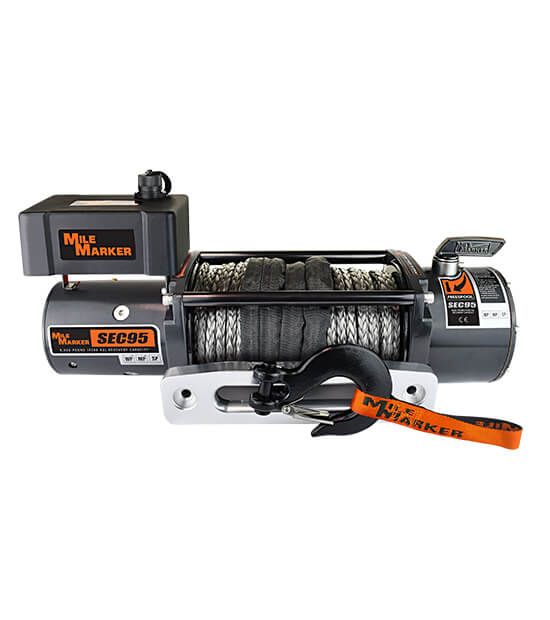 Mile Marker 76-53246BW 9500 LB Winch W/ 92 Foot Synthetic Rope 4.9 HP Series Wound Motor SEC9.5 ES Premium Mile Marker - Truck Part Superstore