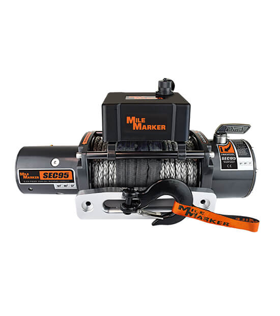 Mile Marker 76-53246BW 9500 LB Winch W/ 92 Foot Synthetic Rope 4.9 HP Series Wound Motor SEC9.5 ES Premium Mile Marker - Truck Part Superstore