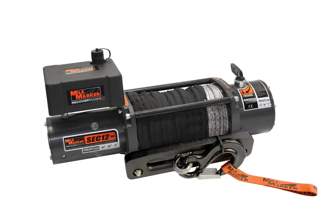 Mile Marker 76-53251BW 12000 LB Winch w/ 92 Foot Synthetic Rope 4.9 HP Series Wound Motor SEC12 Winch ES Premium Mile Marker - Truck Part Superstore