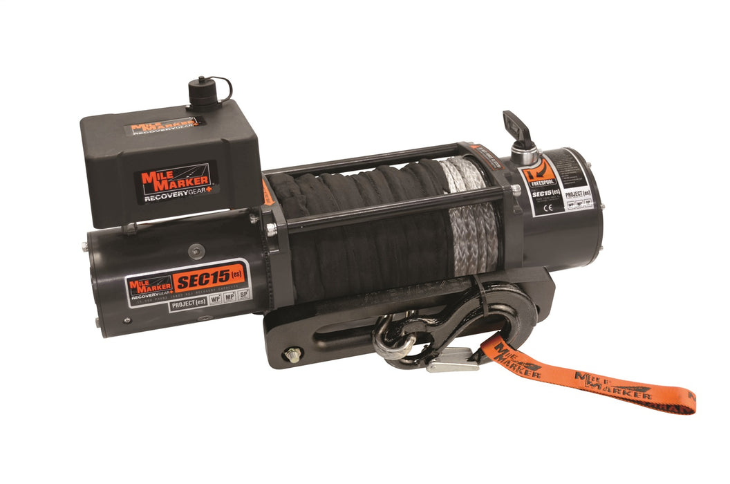 Mile Marker 76-53260W 15000 LB Winch w/ 15 Foot Synthetic Rope 6.8 HP Series Wound Motor SEC15 ES Premium Mile Marker - Truck Part Superstore