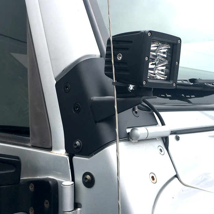 Smittybilt 7608 Windshield Hinge Light Bracket 97-06 Wrangler TJ/LJ Black Smittybilt - Truck Part Superstore
