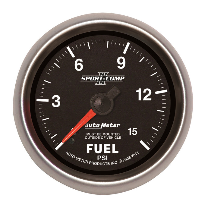 AutoMeter 7611 GAUGE; FUEL PRESSURE; 2 5/8in.; 15PSI; MECHANICAL; SPORT-COMP II - Truck Part Superstore