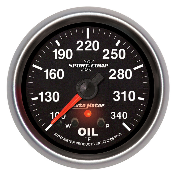 AutoMeter 7656 GAUGE; OIL TEMP; 2 5/8in.; 340deg.F; STEPPER MOTOR W/PEAK/WARN; SPORT-COMP II - Truck Part Superstore