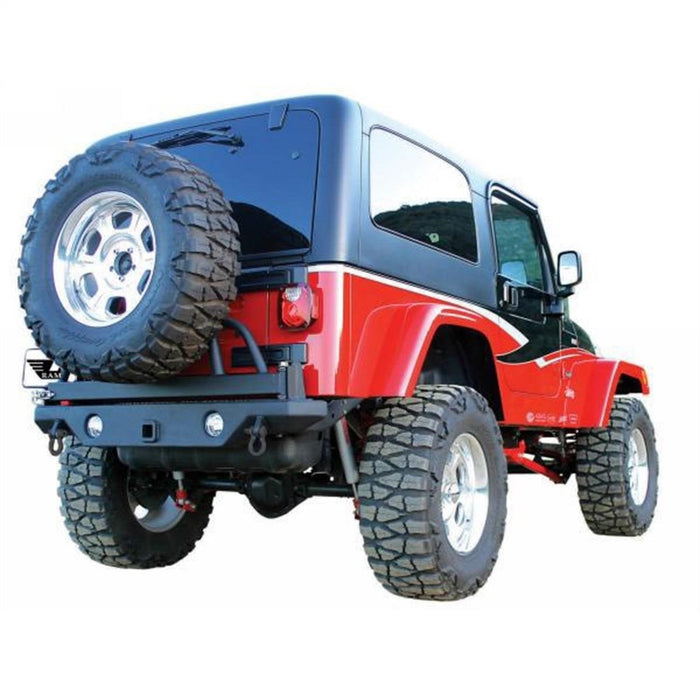 Rampage 76610 Rear Recovery Bumper; Black; w/Swing Away Tire Mount; Lights Sold Separately; - Truck Part Superstore