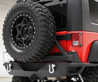 Smittybilt 76622 SRC Rear Bumper w/ 2 Inch Hitch Receiver and Tire Carrier 07-15 Wrangler JK Black Smittybilt - Truck Part Superstore