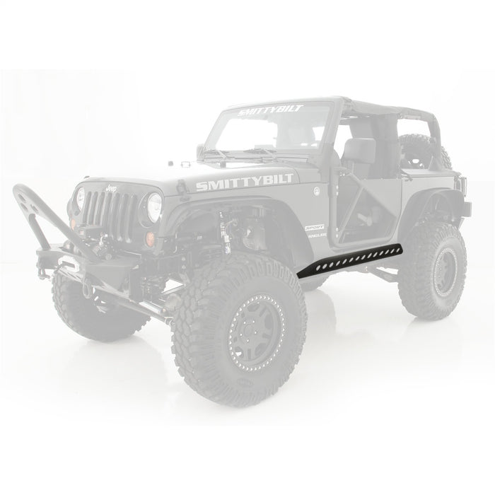 Smittybilt 76645 SRC Rocker Guards 07-18 Wrangler And Rubicon 2DR Black Textured New Style Smittybilt - Truck Part Superstore