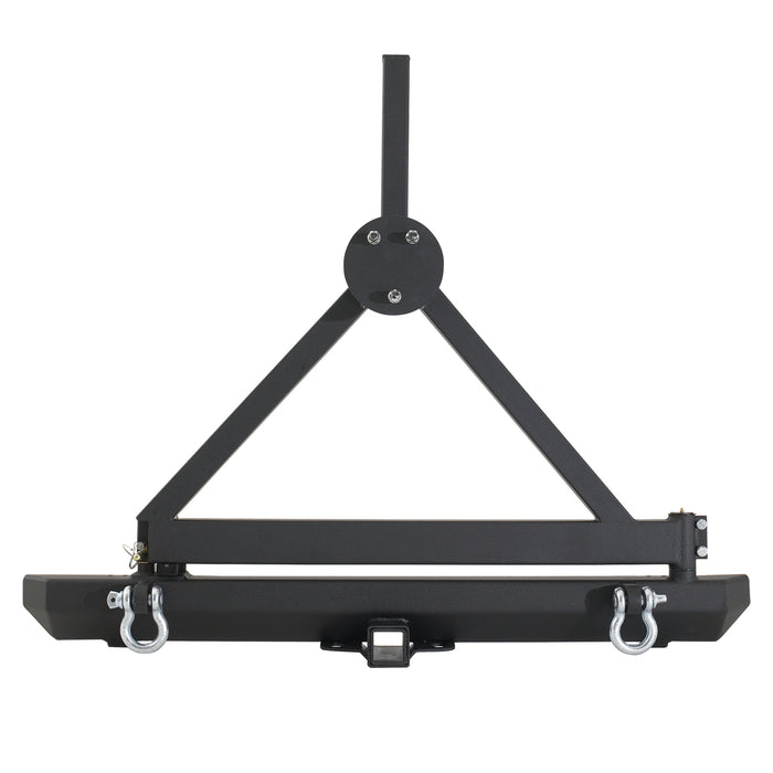 Smittybilt 76651D SRC Classic Rear Bumper 76-06 Wrangler CJ/YJ/TJ/LJ W/ D-Rings Hitch Tire Carrier Black Textured Smittybilt - Truck Part Superstore