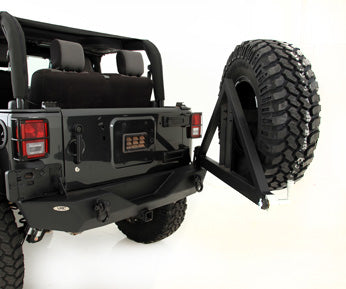 Smittybilt 76856-02 XRC Tire Carrier For Jeep JK Fits XRC Rear Bumper 07-18 Jeep JK Wrangler Black Powdercoat Smittybilt - Truck Part Superstore