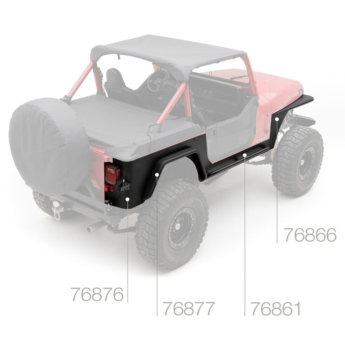 Smittybilt 76876 XRC Rear Corner Guards 87-95 Wrangler YJ Black Textured Smittybilt - Truck Part Superstore
