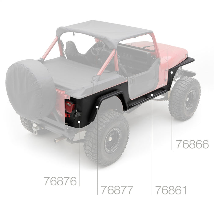 Smittybilt 76877 XRC Rear 3 Inch Fender Flares 87-95 Wrangler YJ Black Textured Smittybilt - Truck Part Superstore
