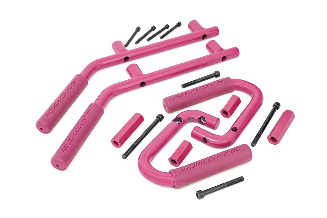 Rough Country 6503PINK Jeep Solid Steel Grab Handle Set 07-18 Wrangler JK Pink Rough Country - Truck Part Superstore