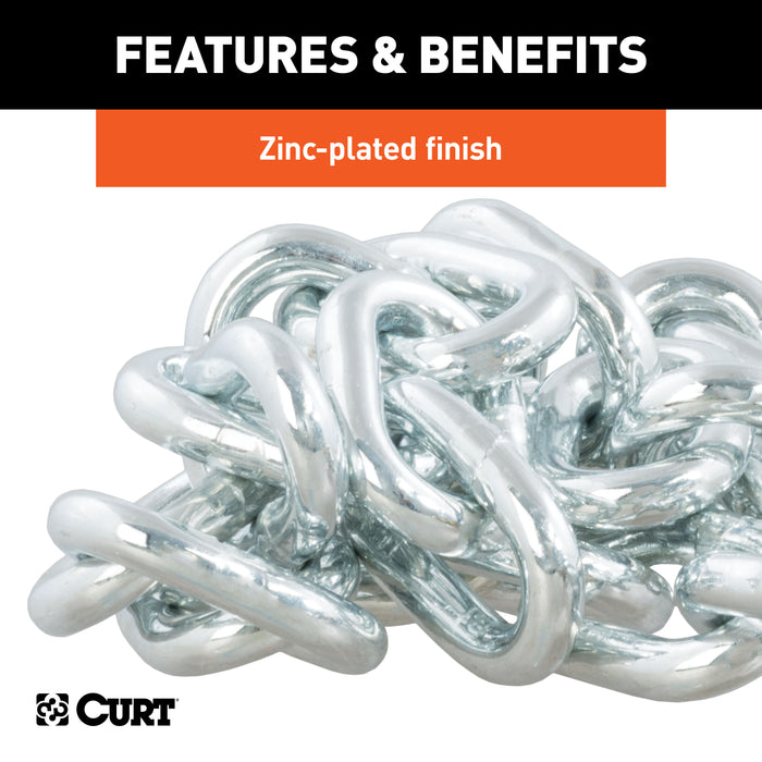 CURT 80314 35in. Safety Chain with 1 Clevis Hook (11;700 lbs; Clear Zinc) - Truck Part Superstore
