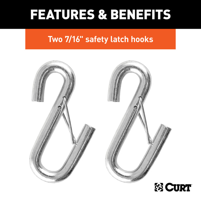 CURT 80151 44-1/2in. Safety Cables with 2 Snap Hooks (5;000 lbs; Vinyl-Coated; 2-Pack) - Truck Part Superstore