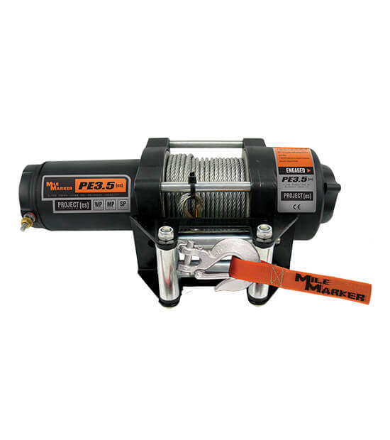 Mile Marker 77-50112BW 3500 LB Winch Waterproof 12V Motor w/1/4 x 50 Foot Cable PE3.5 ES MIle Marker - Truck Part Superstore