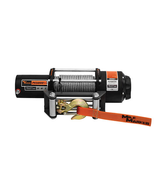 Mile Marker 77-50120W 5000 LB Winch Waterproof 12V Winch 3.8 HP Permanent Magnet Motor w/1/4 x 50 Foot Cable PE5000 ES Mile Marker - Truck Part Superstore