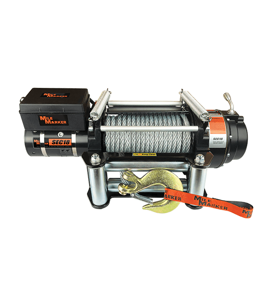 Mile Marker 77-50280W 18000 LB Winch 7.7 HP Series Wound Motor 79 Foot Steel Cable SEC18 ES Premium Mile Marker - Truck Part Superstore