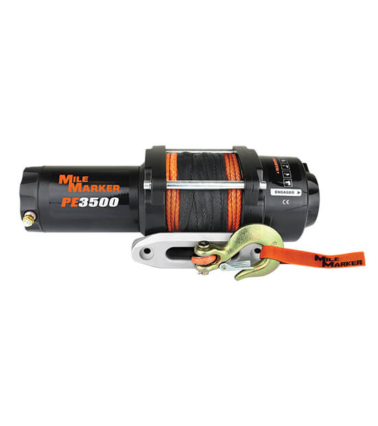 Mile Marker 77-53112BW 3500 LB Winch Waterproof 12V 2.4 HP Permanent Magnet Motor w/Synthetic Rope Aluminum Fairlead PE3.5 ES Mile Marker - Truck Part Superstore