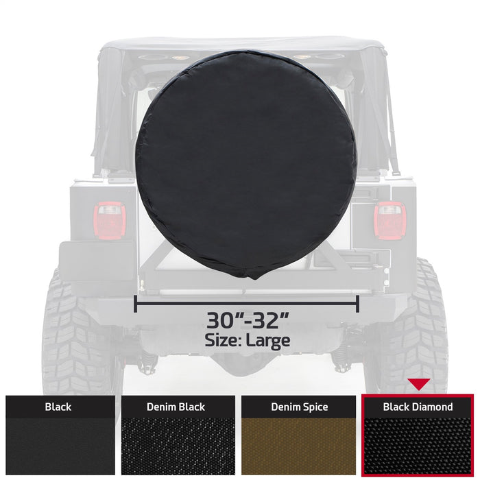 Smittybilt 773235 Spare Tire Cover Medium Tire 30-32 Inch Black Diamond Smittybilt - Truck Part Superstore