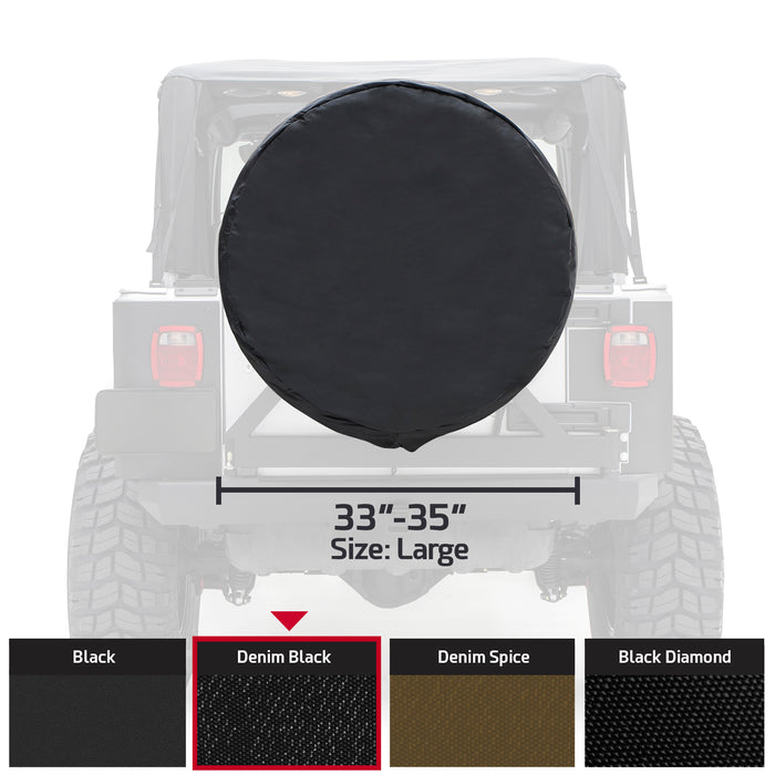 Smittybilt 773515 Spare Tire Cover Large Tire 33-35 Inch Denim Black Smittybilt - Truck Part Superstore