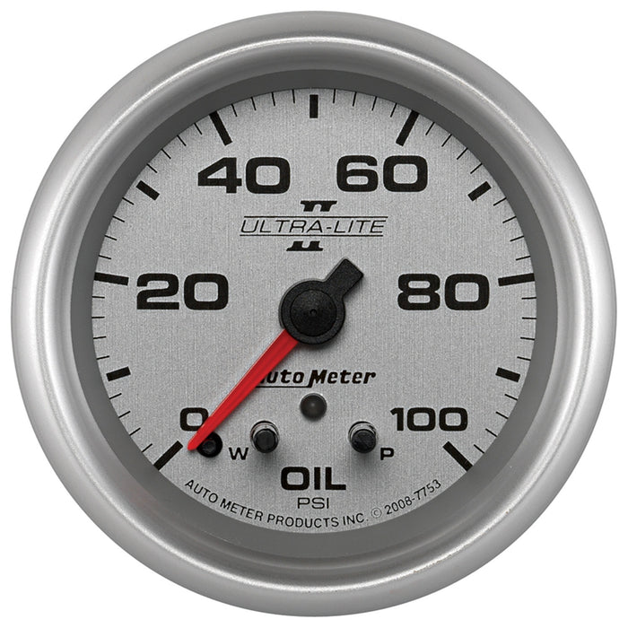 AutoMeter 7753 GAUGE; OIL PRESS; 2 5/8in.; 100PSI; STEPPER MOTOR W/PEAK/WARN; ULTRA-LITE II - Truck Part Superstore