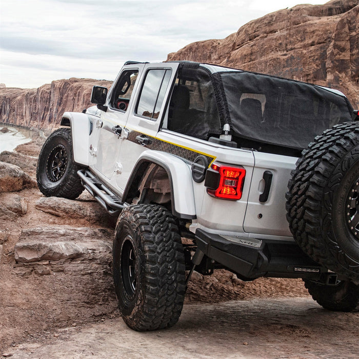 Smittybilt 77634 Jeep JL SRC Side Armor w/Steps 4-Door 2018-Present Wrangler JL 4-DR Pair Black Smittybilt - Truck Part Superstore