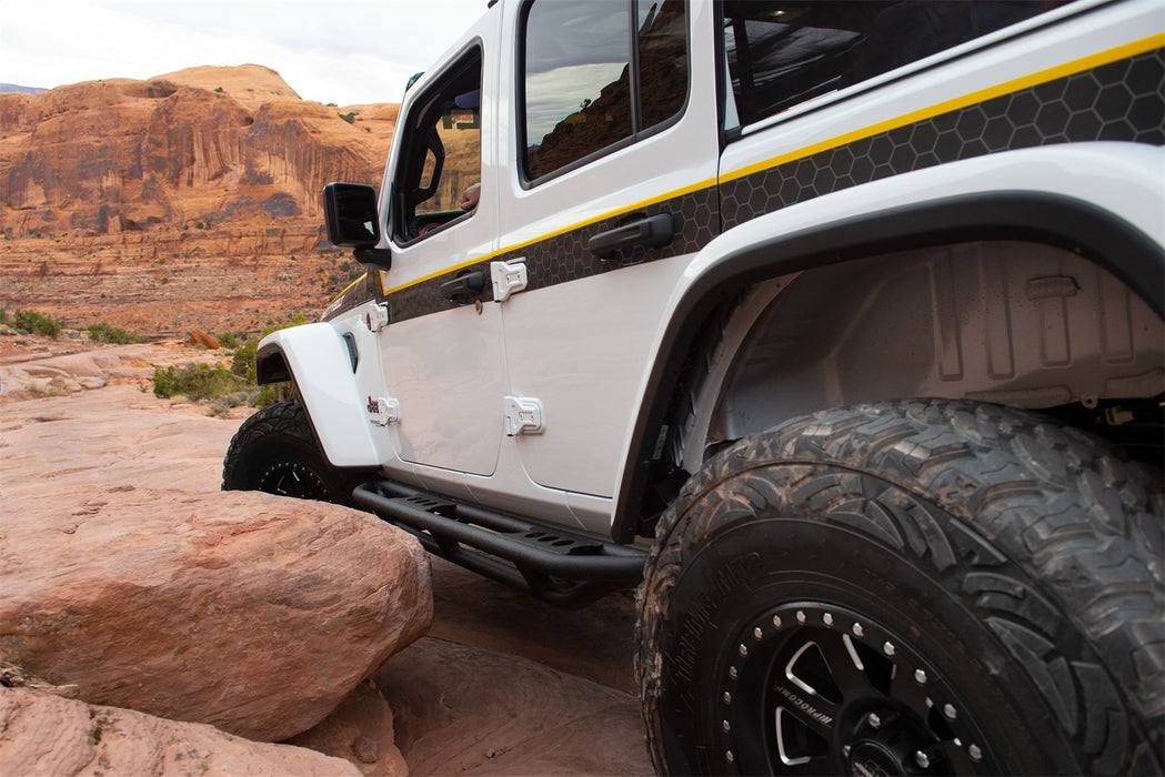 Smittybilt 77634 Jeep JL SRC Side Armor w/Steps 4-Door 2018-Present Wrangler JL 4-DR Pair Black Smittybilt - Truck Part Superstore
