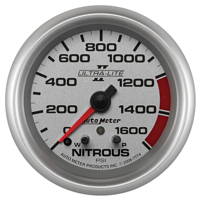 AutoMeter 7774 GAUGE; NITROUS PRESS; 2 5/8in.; 1600PSI; STEPPER MOTOR W/PK/WRN; ULTRA-LITE II - Truck Part Superstore