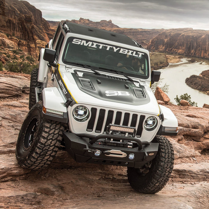 Smittybilt 77807 XRC Front Jeep JL Bumper w/ Stinger Winch Plate D-Rings 18-Present Jeep JL Wrangler Black Powdercoat Smittybilt - Truck Part Superstore