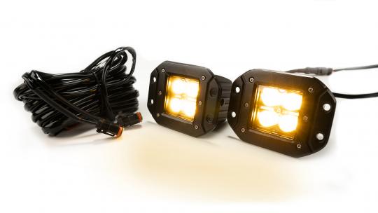 Southern Truck 77910K 2.0 Inch Square Flush Mount Cree LED Lights Pair Chrome Series White/Amber W/Harness 79903 Southern Truck Lifts - Truck Part Superstore