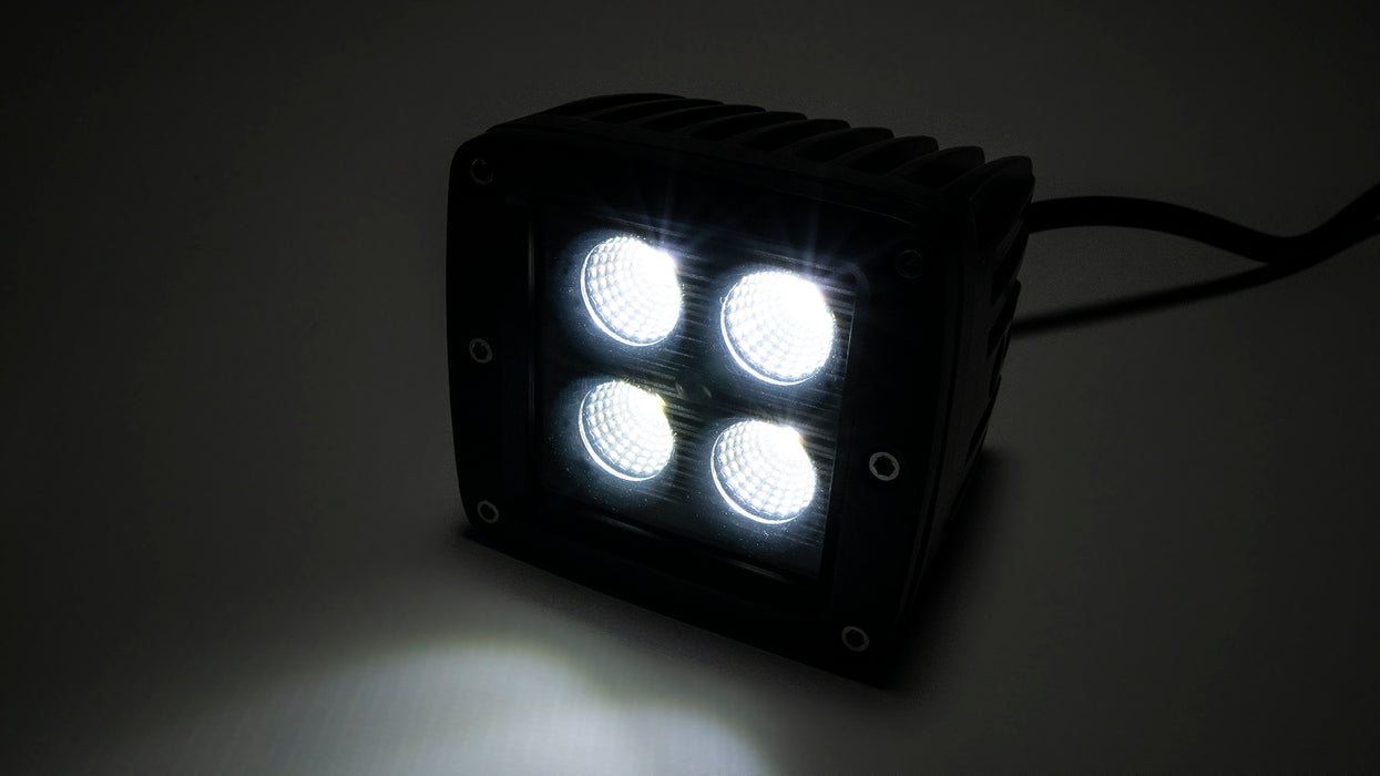 Southern Truck 77916 2.0 Inch Square Cree LED Flood Cube Light Single Unit Black Series Amber/White Includes Hardware, Harness Sold Separately Southern Truck Lifts - Truck Part Superstore