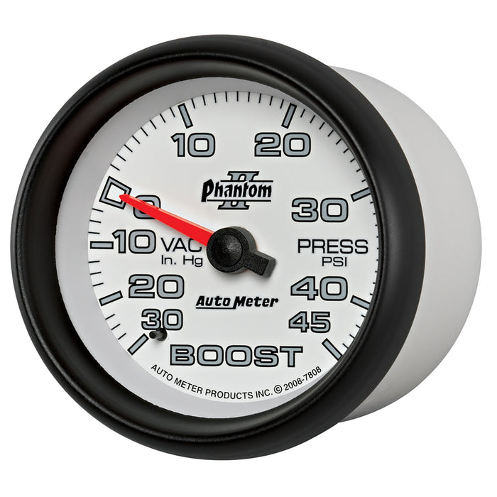 AutoMeter 7808 GAUGE; VAC/BOOST; 2 5/8in.; 30INHG-45PSI; MECHANICAL; PHANTOM II - Truck Part Superstore