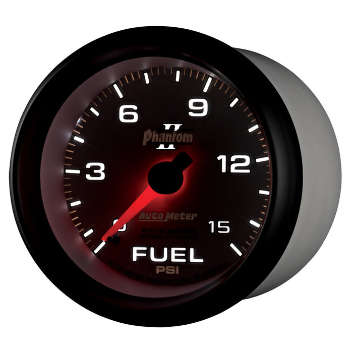 AutoMeter 7811 GAUGE; FUEL PRESSURE; 2 5/8in.; 15PSI; MECHANICAL; PHANTOM II - Truck Part Superstore