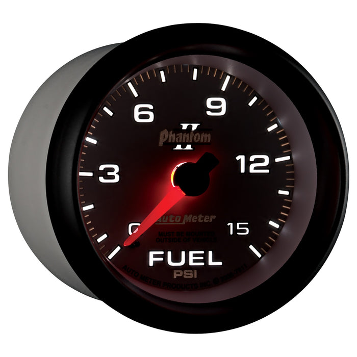 AutoMeter 7811 GAUGE; FUEL PRESSURE; 2 5/8in.; 15PSI; MECHANICAL; PHANTOM II - Truck Part Superstore