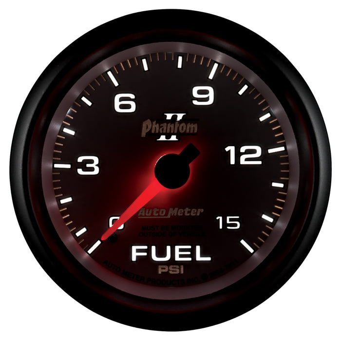 AutoMeter 7811 GAUGE; FUEL PRESSURE; 2 5/8in.; 15PSI; MECHANICAL; PHANTOM II - Truck Part Superstore