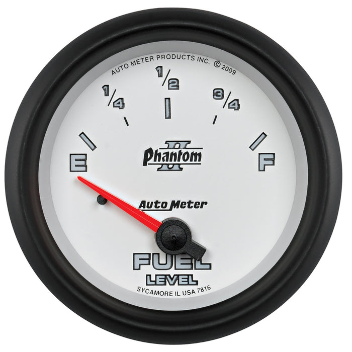 AutoMeter 7816 GAUGE; FUEL LEVEL; 2 5/8in.; 240OE TO 33OF; ELEC; PHANTOM II - Truck Part Superstore